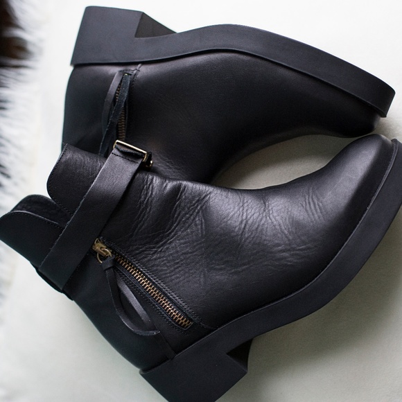 Miista Black Leather Ankle Bootie with Zipper - Picture 5 of 7